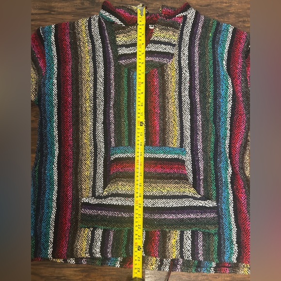 Mexican Baja Jacket Beach Surfer Pullover Hoodie (Drug Rug) Size Medium - Picture 3 of 4